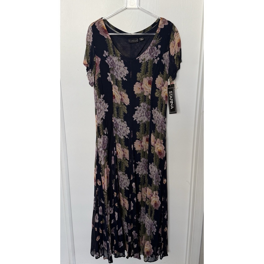 Vintage 90s Starina XL NWT Floral Rayon Dress 40 Bust 36 Waist Whimsigoth